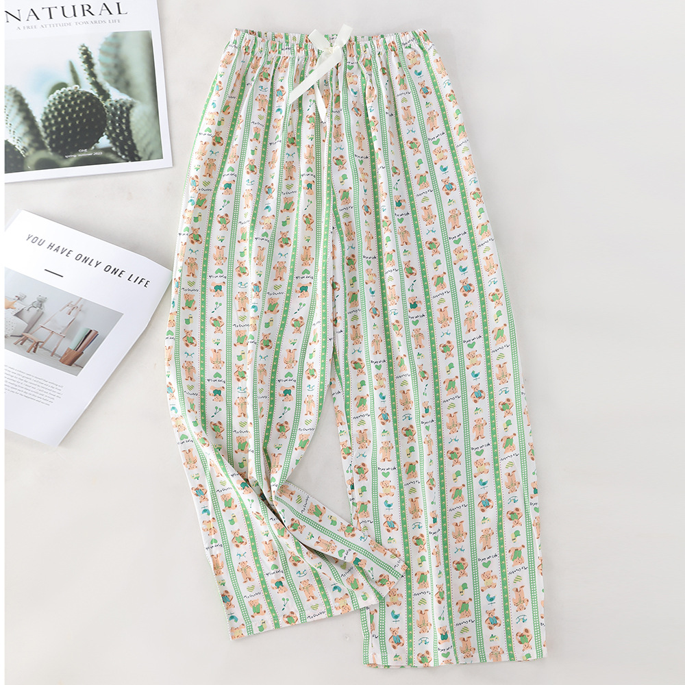 Pantalones de pijama de algodón de verano sueltos para mujeres embarazadas pantalones de piernas anchas colgantes sensación de nueve pantalones para el hogar se pueden usar fuera