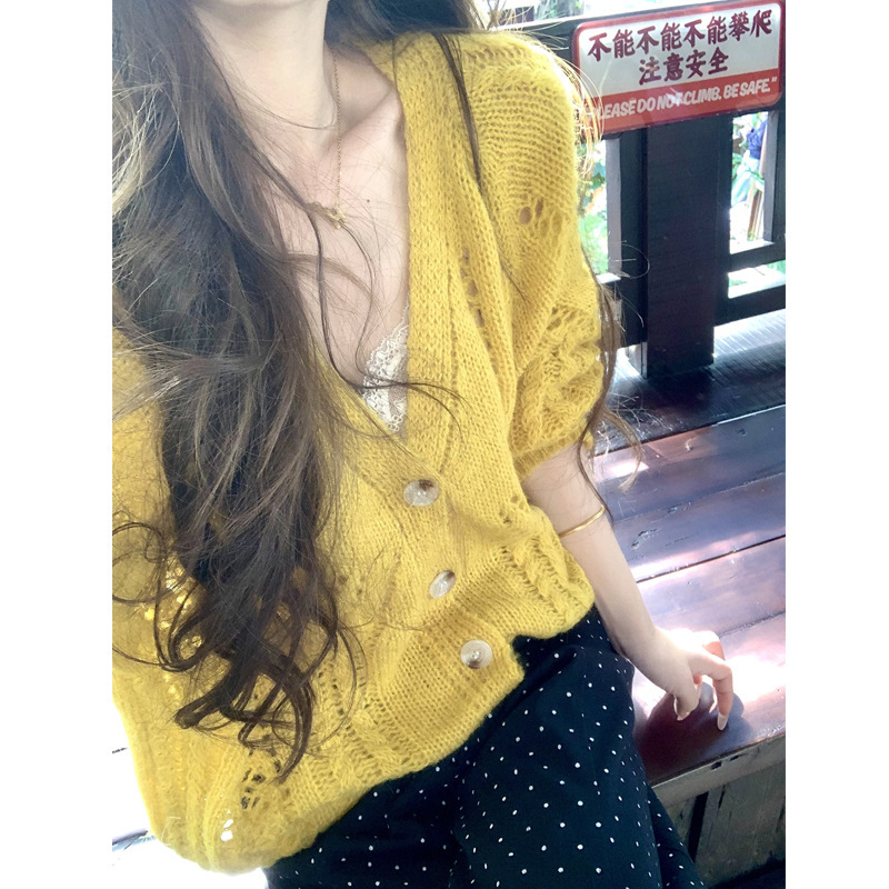 Lace Hollow Aesthetic Early Autumn Hollow Knit Cardigan Women's Top Autumn New Long Sleeve Sweater Outerwear 2026 Lace Hollow Aesthetic Early Autumn Hollow Knit Cardigan Women's Top Autumn New Long Sleeve Sweater Outerwear 2026