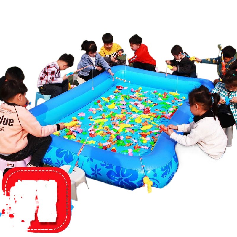 儿童充气鱼池套装广场夜市摆摊小孩宝宝磁性钓鱼玩具捞鱼水池地摊|undefined