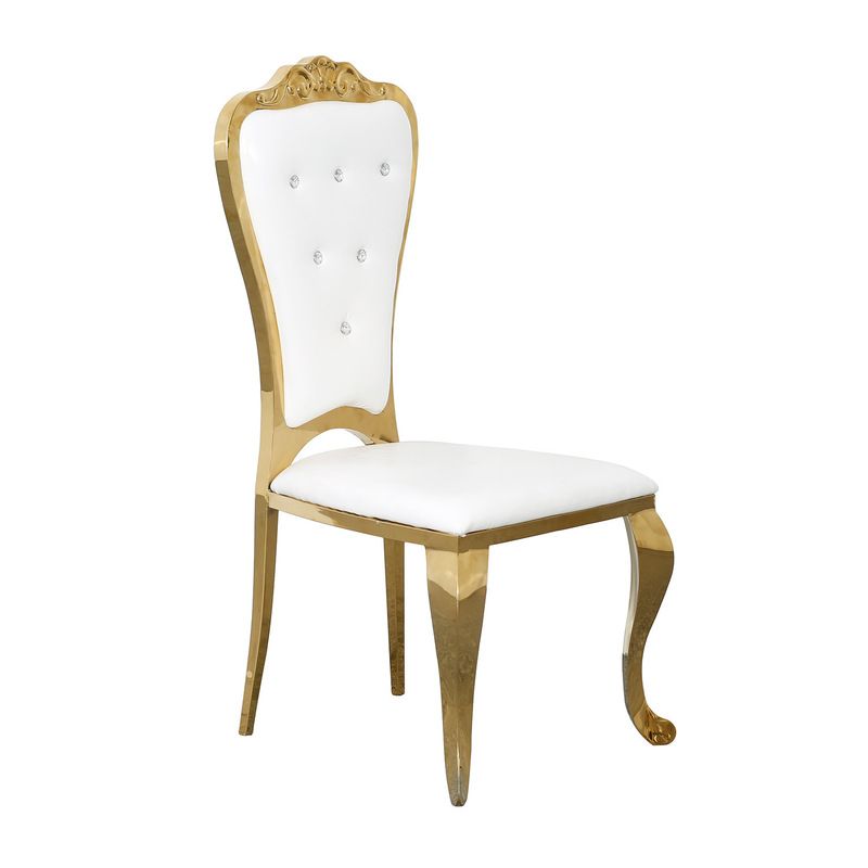Foshan Factory Electroplated Gold Wedding Dining Table and Chair Flower Head Chair Stainless Steel Titanium Gold Dining Chair Factory Direct Sales