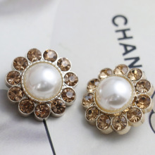 复古小香风精致镶钻大珍珠扣子毛呢大衣皮草装饰扣西装开衫手缝扣