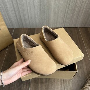 All-In-One Slip-On Shoes for Women, Autumn and Winter, Fleece-Lined Loafers, 2025 New Retro Style, Two-Way Wear, Loafers, Cotton Shoes