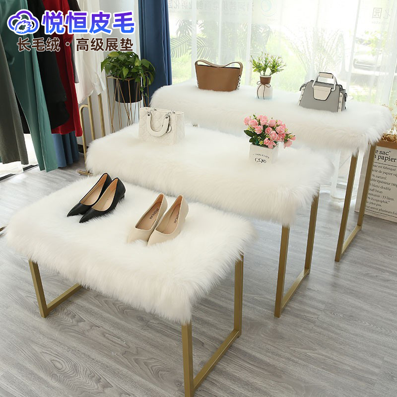 跨境长毛绒展示垫流水台橱窗货架柜可机洗耐脏加厚仿羊毛地毯卧室