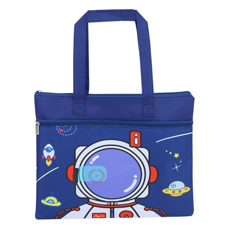 Bolsa de cremallera portátil de dibujos animados de doble capa bolsa de trabajo bolsa de información para estudiantes de la escuela primaria clasificación de asignaturas A4 bolsa de archivo al por mayor