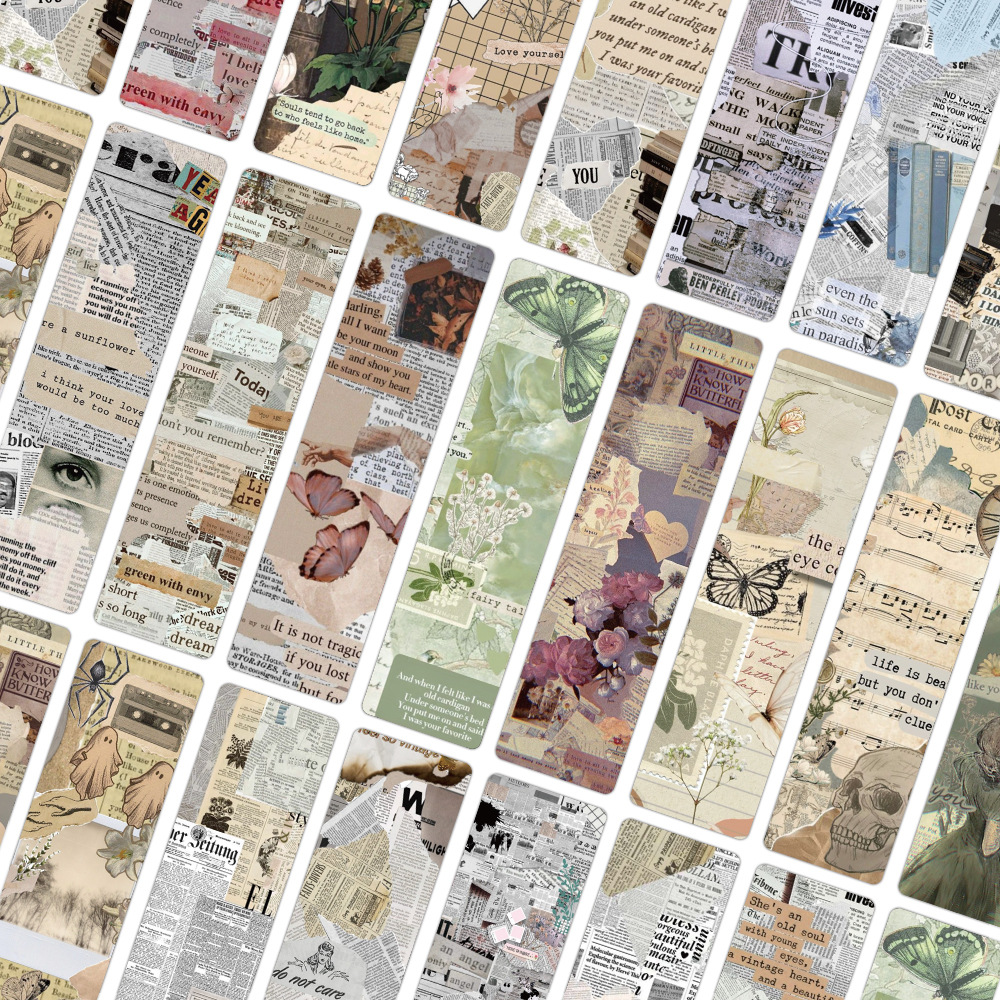 24 marcadores de papel de collage retro transfronterizo, novelas de estudiantes, libros de texto, tarjetas de decoración, libros de lectura, tarjetas pequeñas