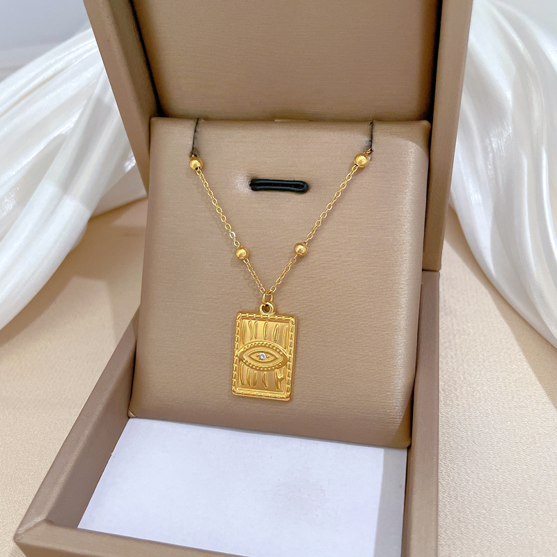 Minimalist Devil's Eye Necklace In Real Gold For Women_voghion.com