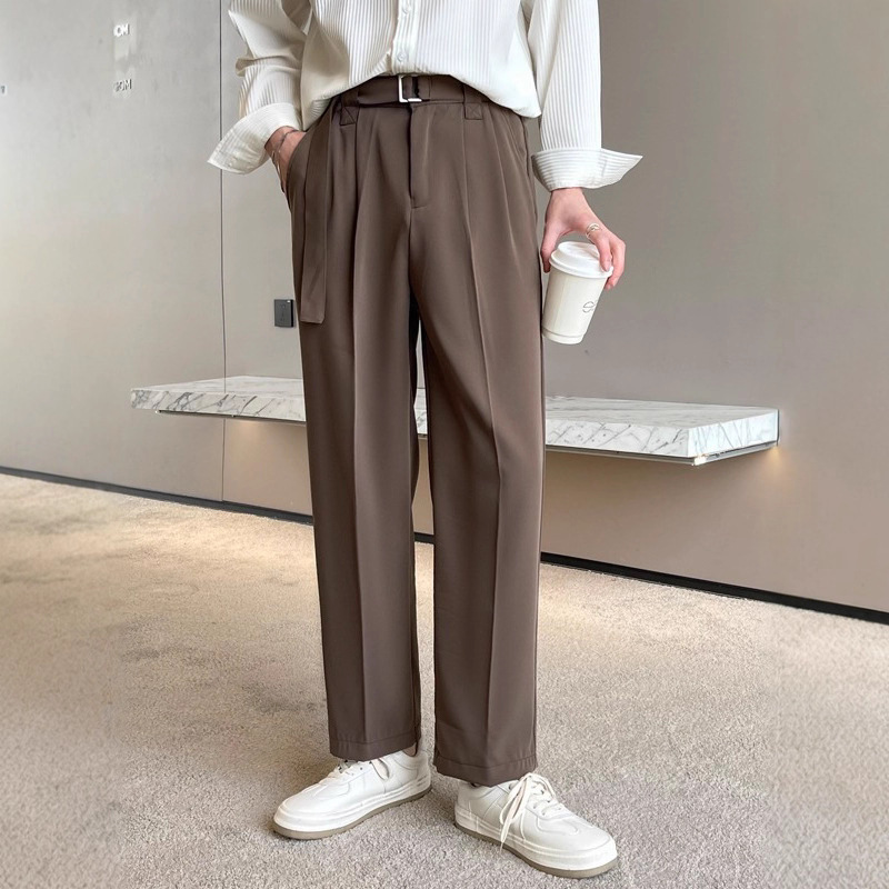 Italian Naples Style Men's Trousers Ins Cool High-End Pants Oversized Drapey Brown Trousers Men