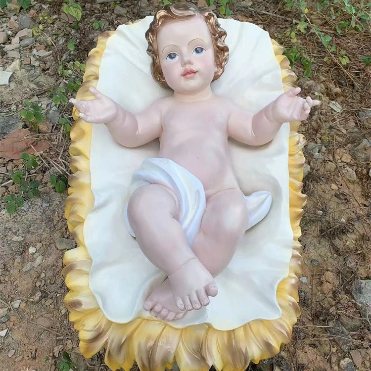 70cm Navidad pesebre de Navidad Santa Niño Mirador de luz figura de resina decoración de la iglesia de la casa