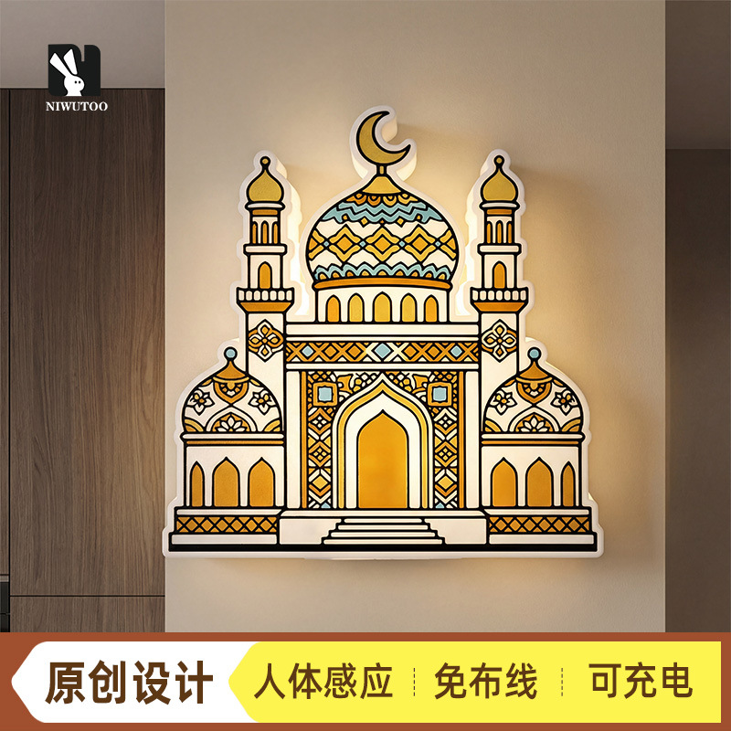 智能感应发光画室内壁灯客厅背景墙装饰灯可充电夜灯跨境现货批发