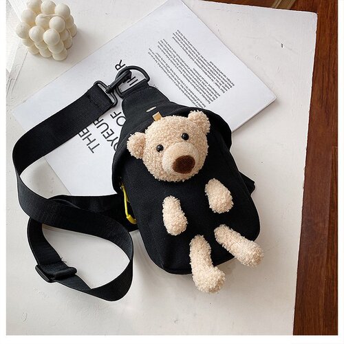 Popular Bear Canvas Bag 2024 New Trend Single Shoulder Crossbody Bag Cartoon Ins Cute Bag Cross-border Wholesale