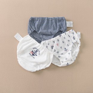 Children's Underwear Bread Pants Briefs Factory Outlet Japanese Ship Anchor Boy Thin Mesh Breathable Cotton Navy Style