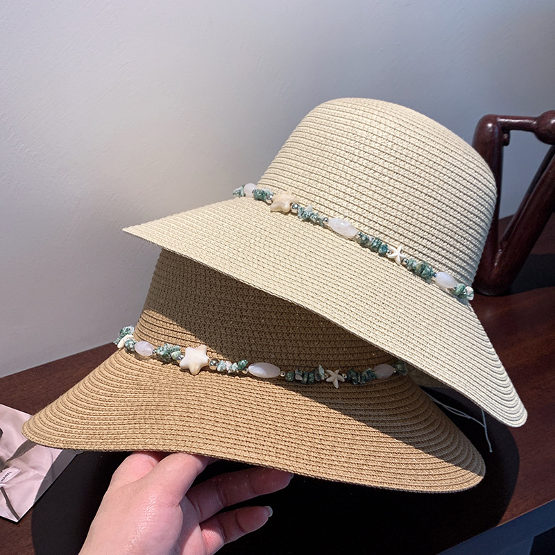 Ethnic summer beach sun hat handmade solar-powered