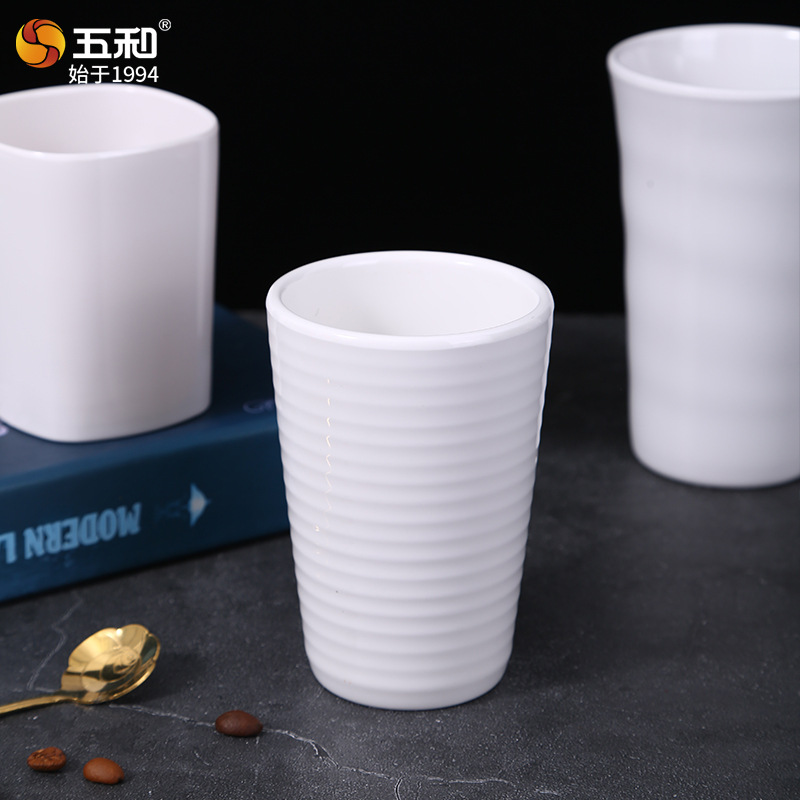 우허 화이트 멜라민 컵 201-300ml 호텔 식당 뷔페 업소용 물컵 찻잔