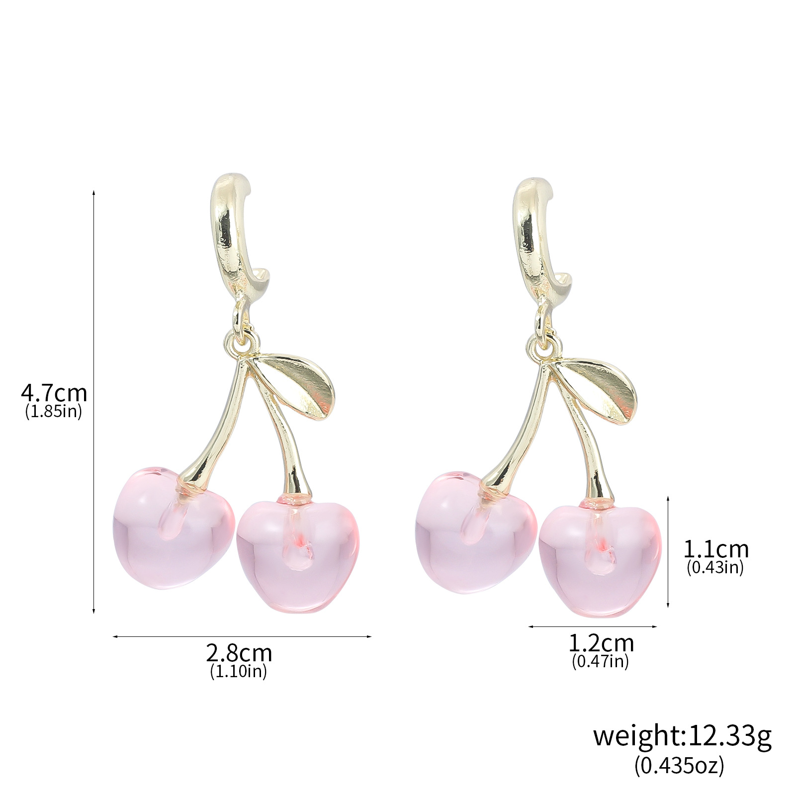 16g Weight Alloy Ear Needle Material Drop Earrings Classification 1 Pair Quantity Casual, Daily Occasion Zinc alloy Material Cherry Pattern Women's Gender Sweet Style 1 Pair Sweet Cherry Zinc Alloy Drop Earrings 无