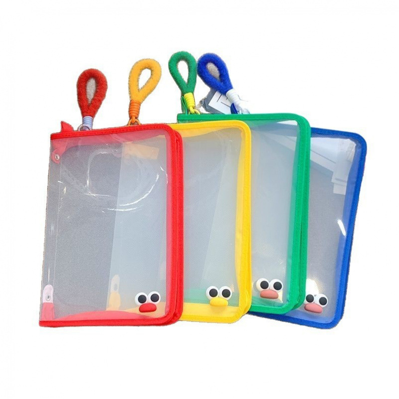 Bolsa de archivos tipo cremallera portátil A4 de color transparente portátil para estudiantes universitarios bolsa de almacenamiento de documentos de prueba de libros de texto
