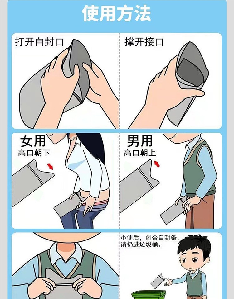 Portable Toilet, High-Speed Urinal, Car Urinal Bag, Disposable Emergency Toilet for Men and Women, Convenient Cover