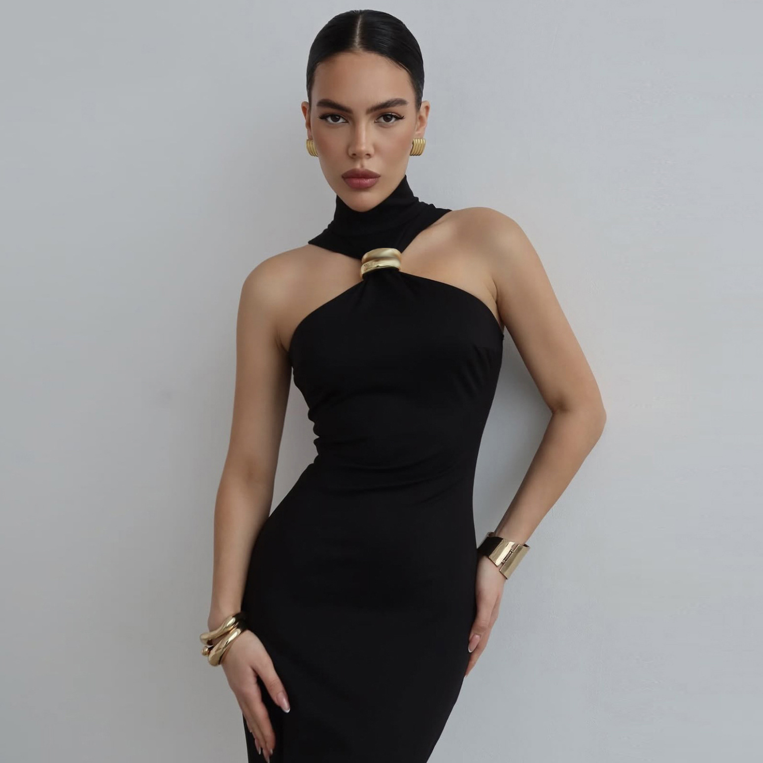 Wholesale Women's Streetwear Solid Color Casual Daily Turtleneck Sleeveless Sheath Dress display picture 11