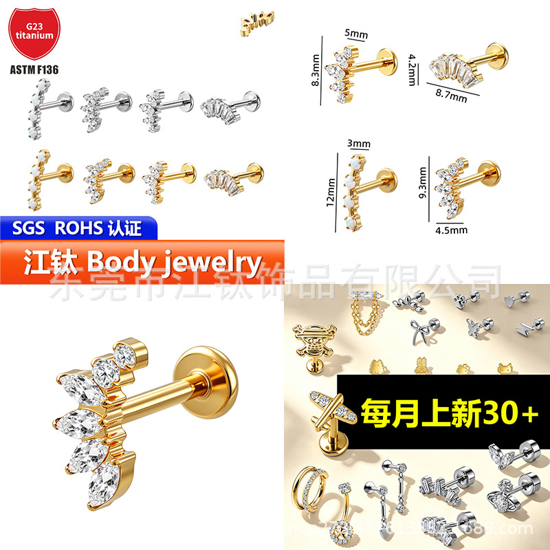 Pointed titanium steel lip stud product view