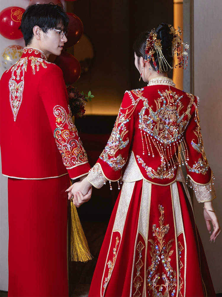 Свадебное платье Xiuhe Wear Bride 2025 года, новое свадебное платье в китайском стиле, элегантное и компактное, тонкое и плотное свадебное платье высокого класса