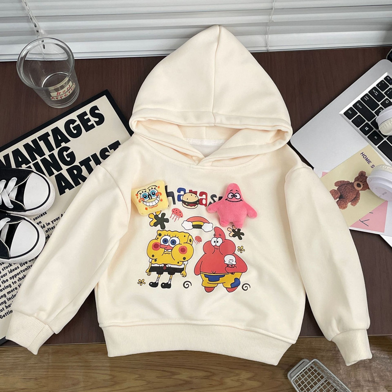 Spongebob Doll Hooded Sweatshirt Fleece-Lined Kidsren's Clothing for Boys and Girls Pure Cotton Autumn and Winter Kidsren's Loose Top Jacket Spongebob Doll Hooded Sweatshirt Fleece-Lined Kidsren's Clothing for Boys and Girls Pure Cotton Autumn and Winter Kidsren's Loose Top Jacket