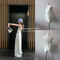 甘いと塩味のケンブリッジと同じスタイルの無痛女性ニットスリムVネックホルターネックピュアディザイアホットガールサスペンダートップ夏