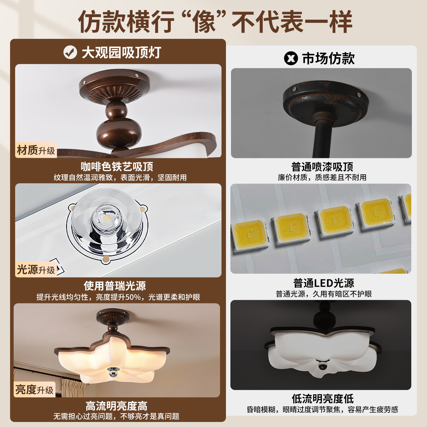 Grand View Garden estilo francés medieval dormitorio luz de techo retro estrella de mar de color nuez sala de lectura luminaria Zhongshan 357L