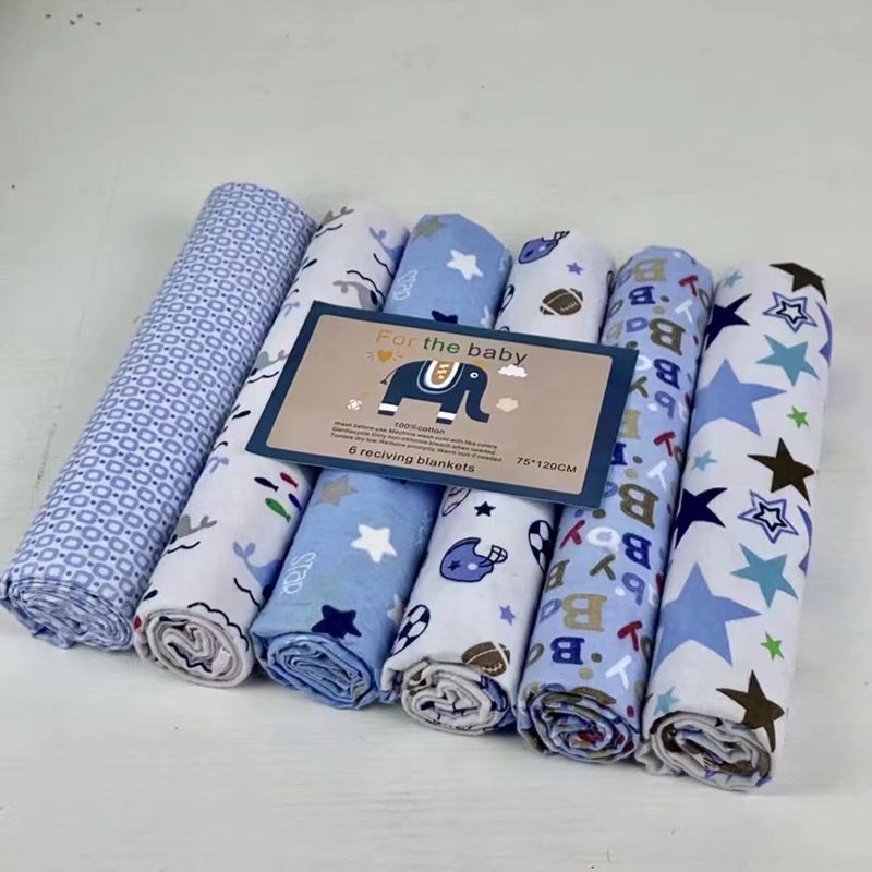 Newborn 4-Pack Wrap Flannel Printed Blanket Wrap 76*102 Mixed Batch Multi-Color Cotton Swaddle Blanket