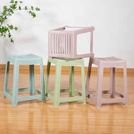 国利塑料凳子方凳批发儿童中凳家用加厚高脚凳客厅浴室办公室防滑