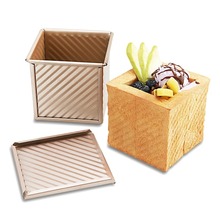 250G吐司盒模具不粘土司盒带盖金色烤面包模大号水立方吐司模
