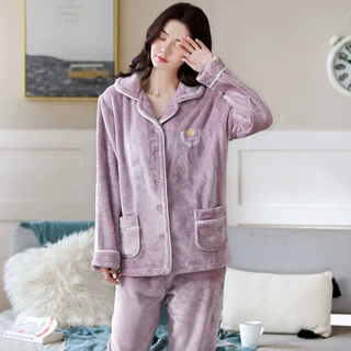 【暖绒绒】睡衣女冬季加绒珊瑚绒2024新款春秋法兰绒保暖家居服