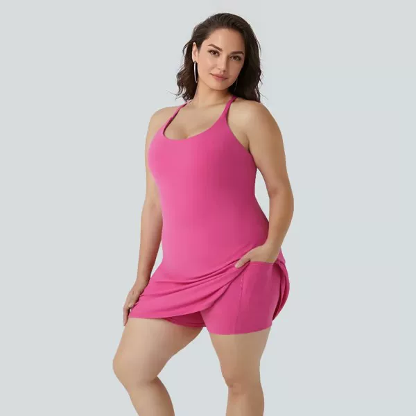 2025 Cross-Border Amazon Hot-Selling Anti-Exposure Sports Dress with Lining Shorts, Detachable Chest Pad, and Pockets