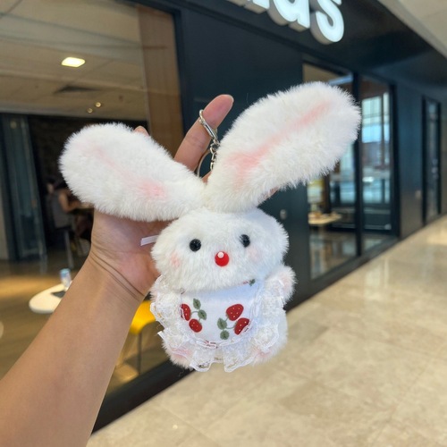 Squeaky handmade rabbit plush toy cute little bunny fuzzy keychain ornament hug toy DIY cartoon hanging decoration