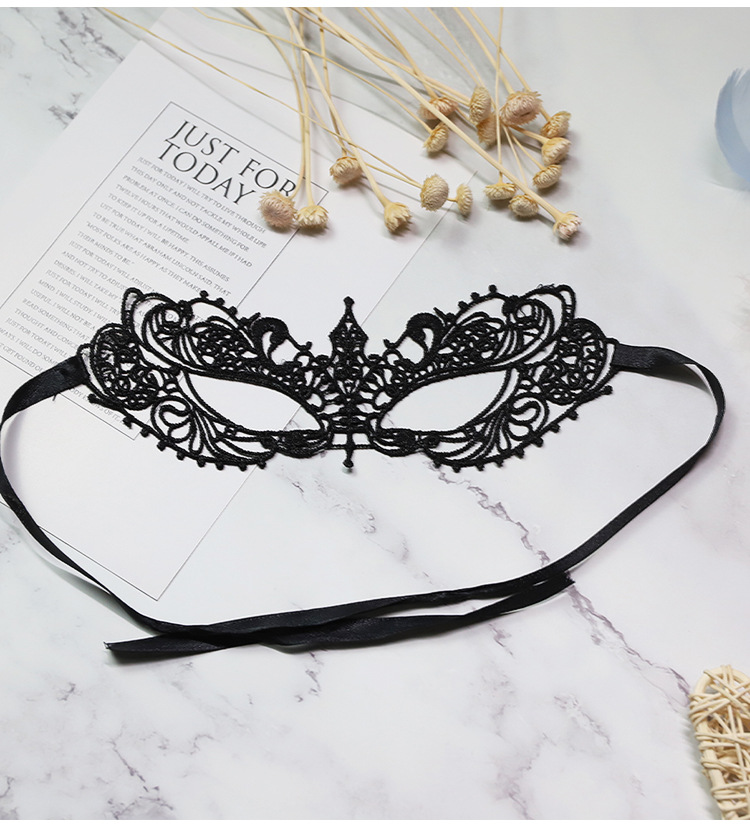 Lace Eye Mask for Adults, Black Sponge Blindfold, Couple Dress-Up Prop — detail image 8