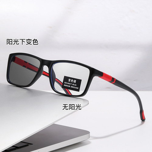 Ultra-light day and night dual-use myopia glasses, light-sensitive, colour-changing, anti-blue-light mirror, cross-border European and American riding, high-level myopia glasses