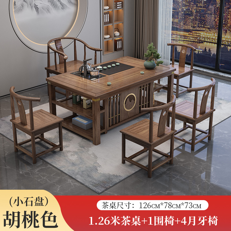 Tabla de té de balcón pequeña combinación de silla nueva mesa de té de oficina de madera maciza china una mesa y cinco sillas mesa de té de kung fu doméstica