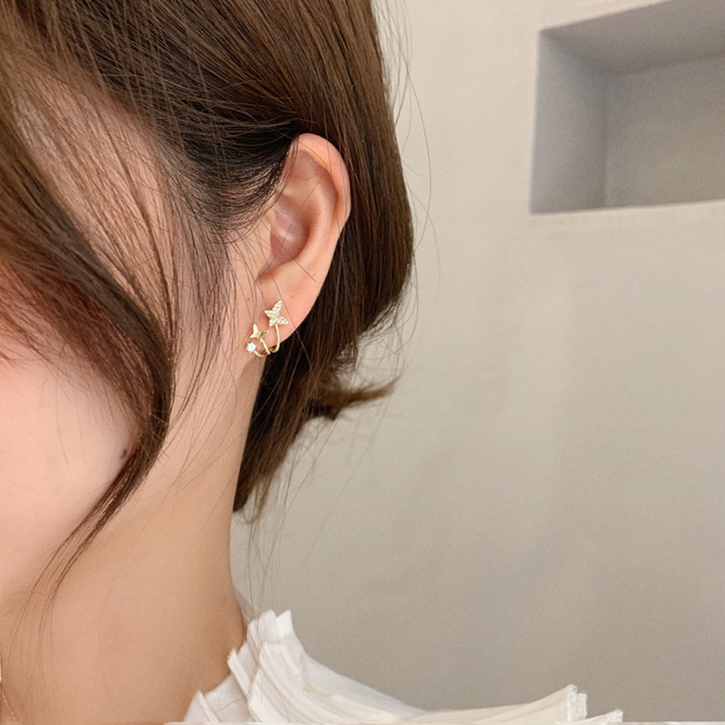 micro-inlaid rhinestone butterfly earrings fashion temperament earrings