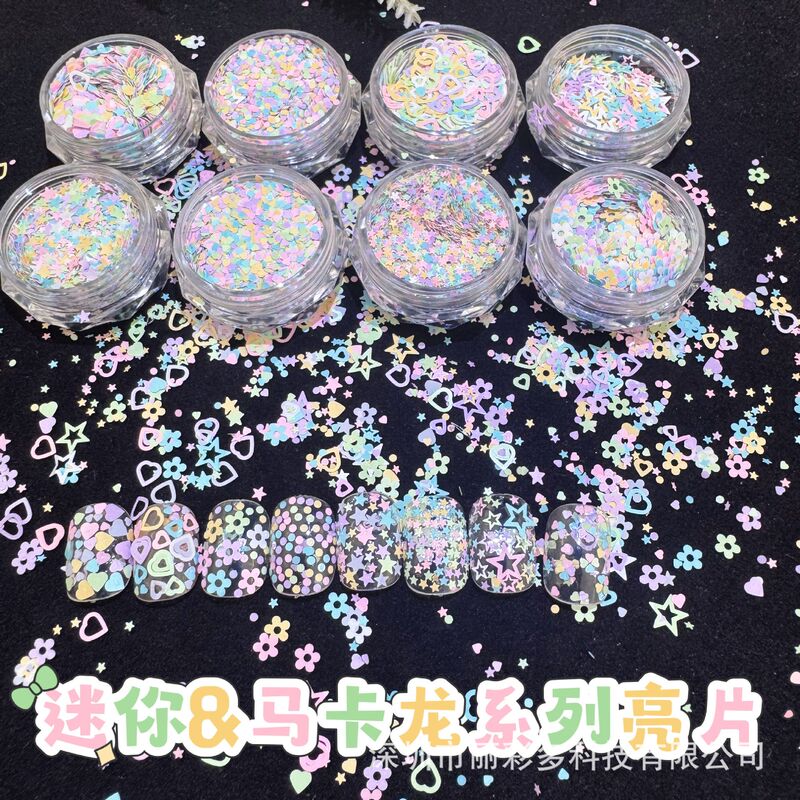 Mixed nail art sequin decorations mini round colorful macaron pentagram heart polka dot ins nail stickers Mixed nail art sequin decorations mini round colorful macaron pentagram heart polka dot ins nail stickers