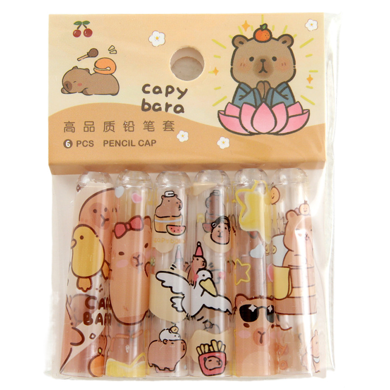 Capribala tapa de lápiz de alto valor facial lindo dibujos animados para estudiantes de madera extensor de lápiz cubierta de pluma