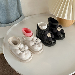 Girls Baby Snow Boots 2024 Winter New Toddler Shoes fleece-lined Boots Men's Treasure Waterproof Warm Cotton Shoes
