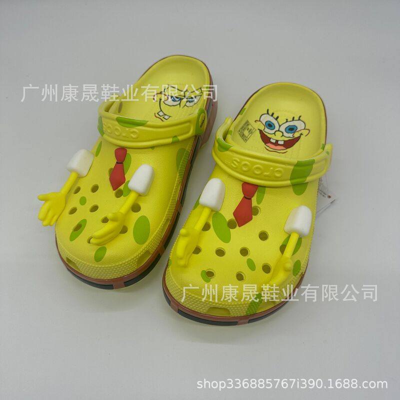 Spongebob Squarepants Croc Shoes for Men and Women Couples Super Soft Cartoon Non-Slip Breathable Beach Shoes Sandals Slippers Super Light