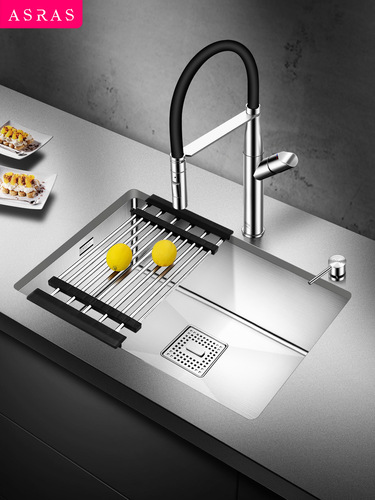 European household 304 stainless steel handmade sink package large and small single-slot kitchen under counter sink