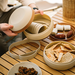 New Dish Plate Set Outdoor Tableware Plate Bowl Cup Spoon Chopsticks Six-piece Creative Travel Portable Dish Chopsticks Set