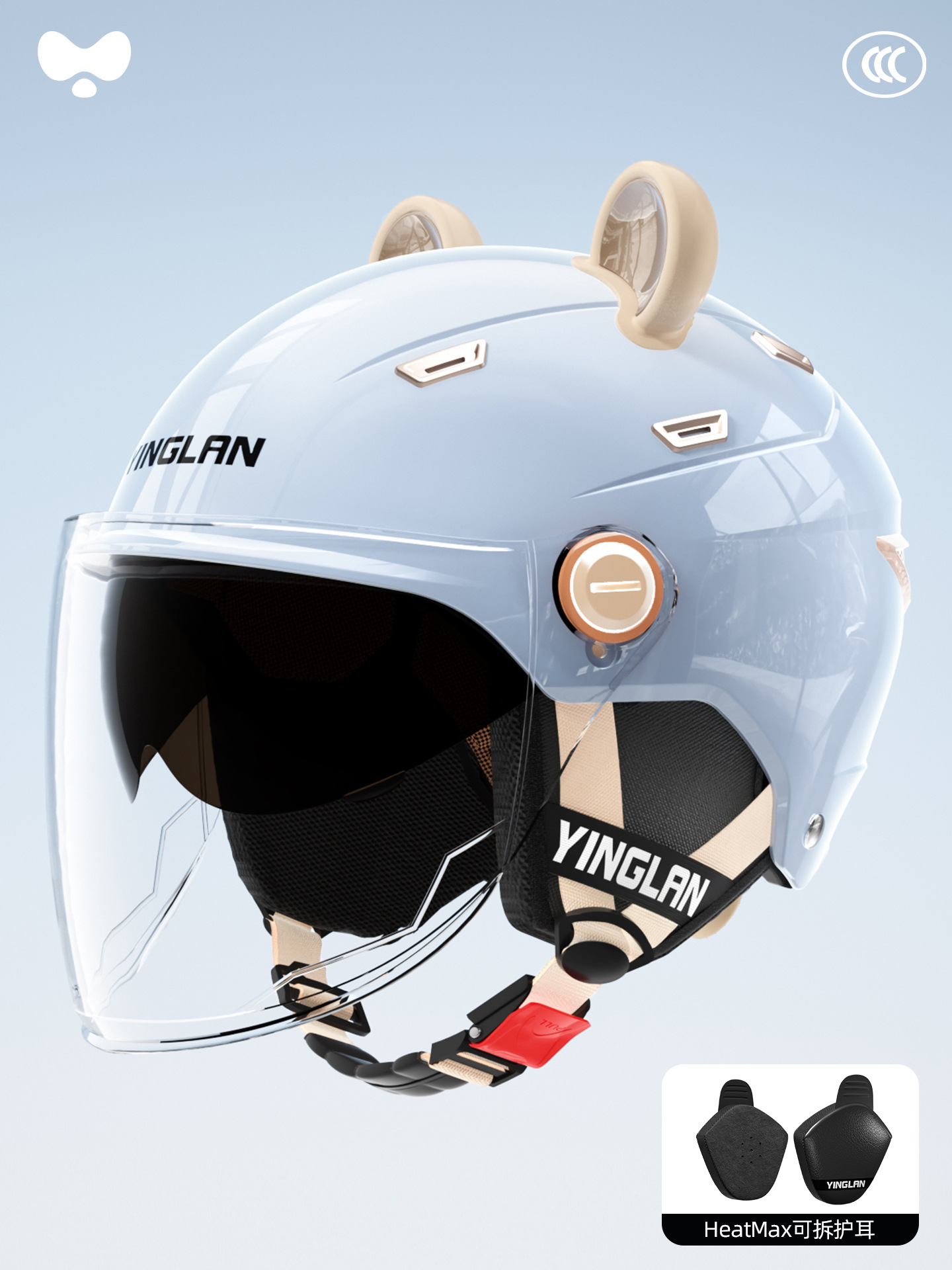 Universal – Motosiklet kaskı (dəbilqə) Motorcycle Helmet 3C - 3c-double-visor-blue-hd-long-visor-heatmax-detachable-earmuffs-one-size