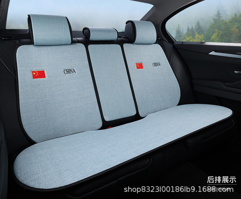 New Car Seat Cushion Made of Cotton and Linen, Suitable for All Seasons, Breathable, Non-Slip, Three-Piece Backrest Cushion, Available for Dropshipping