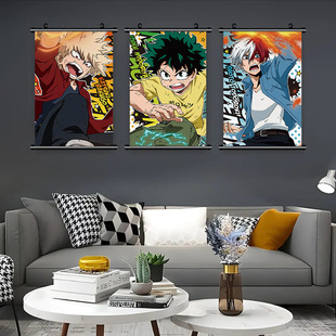 Anime My Hero Academia Merchandise Fabric Scroll Painting Wall Art Mural Poster Decorative Hanging Painting