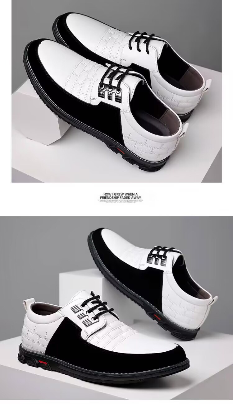 Men's round head men's casual shoes front lace-up casual shoes flat casual men's shoes_vogvips.com