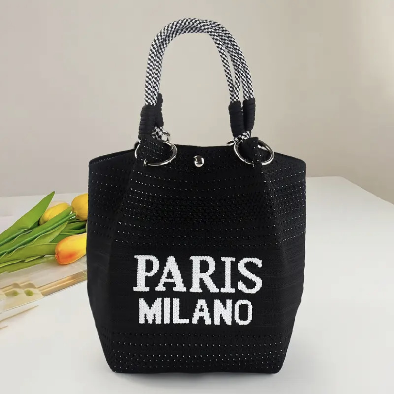Transfronterizos bolsos de moda de punto exquisitos portátiles bolsas de balde de ocio de mujeres bolsas de almuerzo de estudiantes
