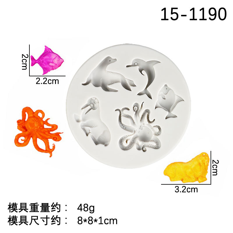 Tema del océano serie Dolphin morsa mar León sirena forma fondant pastel de chocolate decoración molde Silicona