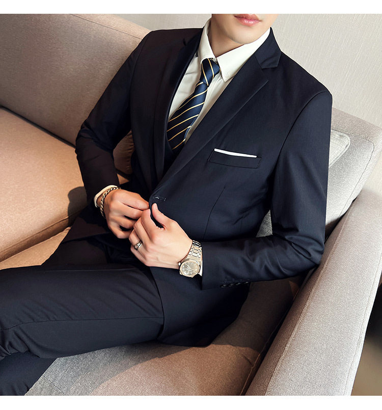 Bộ vest nam ba món ôm dáng, áo vest công sở cho nhân viên văn phòng và chú rể — Burgundy (áo đơn hai nút), Burgundy (áo đơn một nút), Màu xanh (áo đơn hai nút), Màu xanh (áo đơn một nút) chi tiết 29