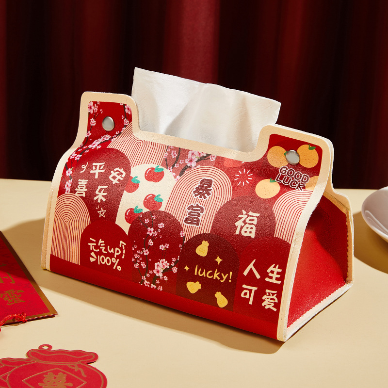 Caja de toallas de Año Nuevo, caja de toallas de estilo chino, caja de papel de celebración, caja de papel de extracción de hogar, sala de estar, dormitorio, nueva casa